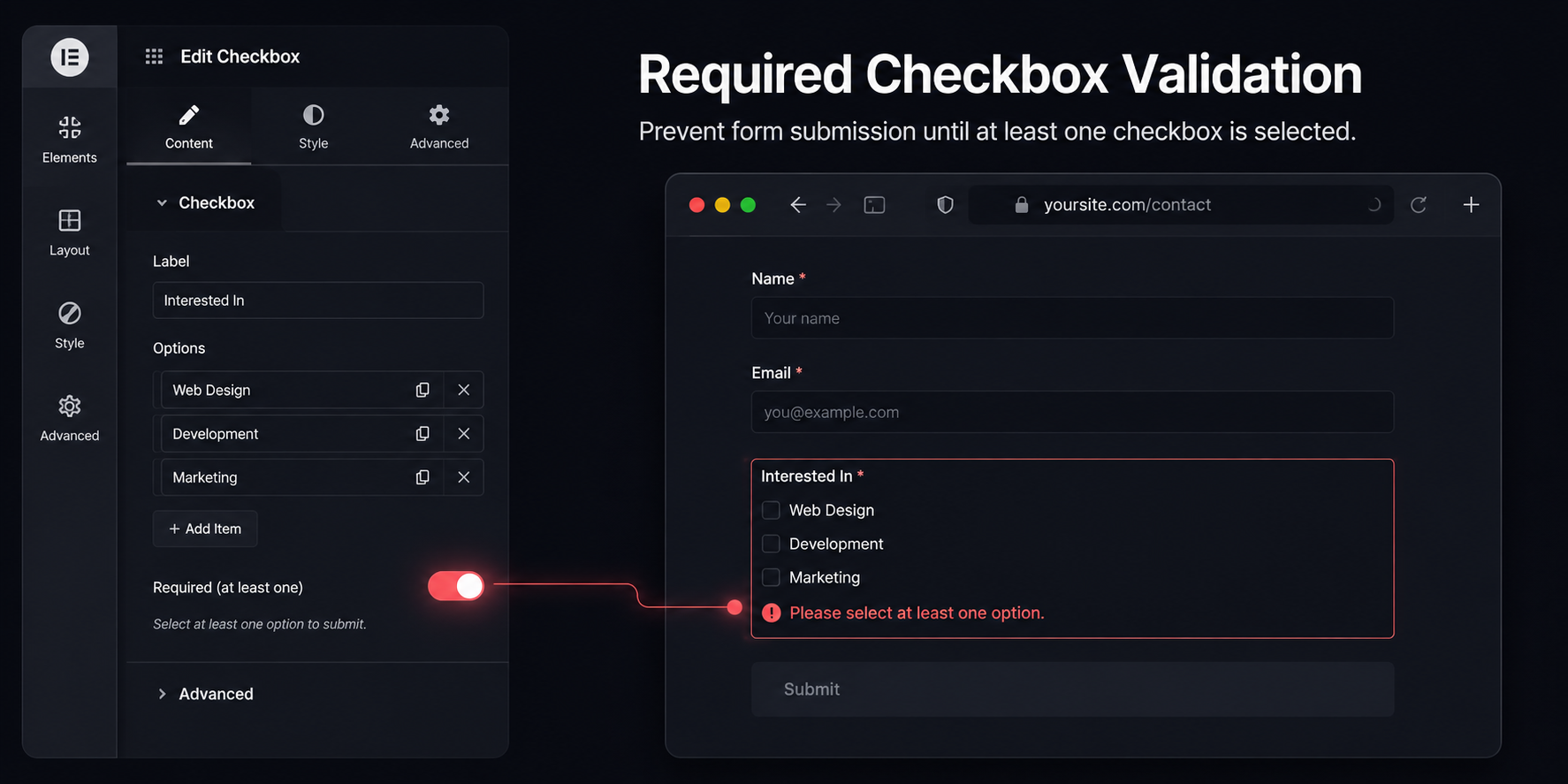 Required Checkbox Validation For Elementor Preview Wordpress Plugin - Rating, Reviews, Demo & Download