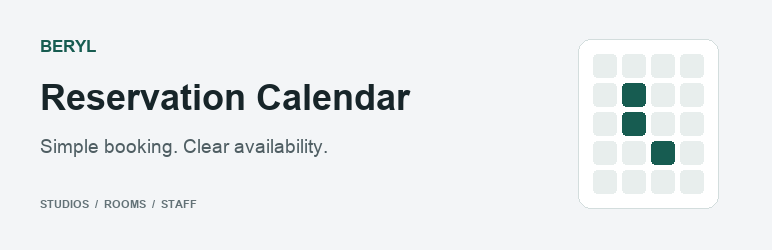 Reservation Calendar By BERYL Preview Wordpress Plugin - Rating, Reviews, Demo & Download