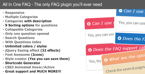 Responsive FAQ All In One Preview Wordpress Plugin - Rating, Reviews, Demo & Download