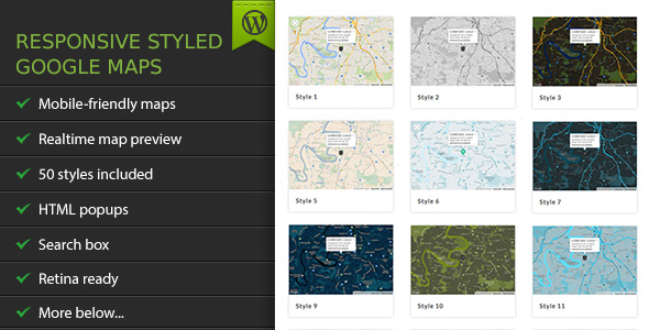 Responsive Styled Google Maps – WordPress Plugin Preview - Rating, Reviews, Demo & Download