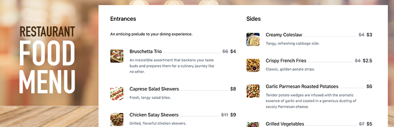Restaurant Food Menu Preview Wordpress Plugin - Rating, Reviews, Demo & Download