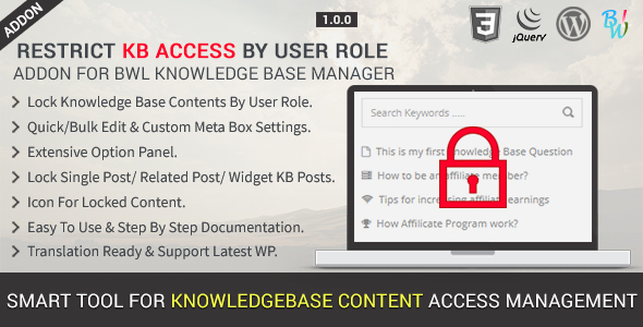 Restrict Access KB By User Role – Knowledge Base A Preview Wordpress Plugin - Rating, Reviews, Demo & Download