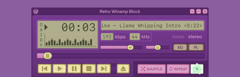 Retro Winamp Block Preview Wordpress Plugin - Rating, Reviews, Demo & Download