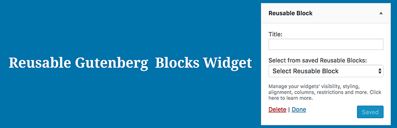 Reusable Gutenberg Blocks Widget Preview Wordpress Plugin - Rating, Reviews, Demo & Download