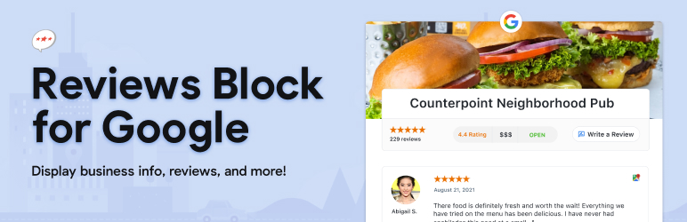 Reviews Block For Google Preview Wordpress Plugin - Rating, Reviews, Demo & Download