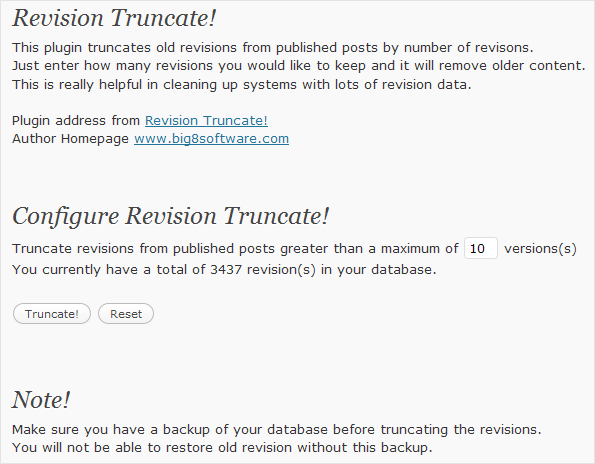 Revision Truncate! Preview Wordpress Plugin - Rating, Reviews, Demo & Download