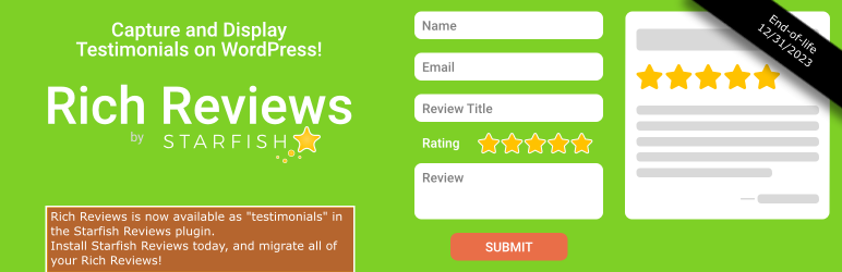 Rich Reviews By Starfish Preview Wordpress Plugin - Rating, Reviews, Demo & Download
