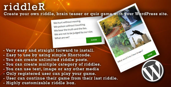 Riddler: Create Your Own Brain Teasing Game Sites Preview Wordpress Plugin - Rating, Reviews, Demo & Download