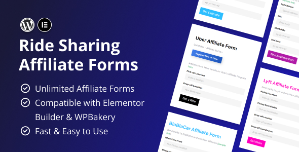 Ride Sharing Affiliate Forms Preview Wordpress Plugin - Rating, Reviews, Demo & Download