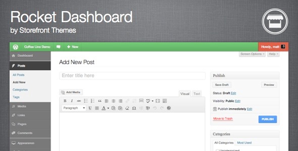 Rocket Dashboard: Revamped WordPress Dashboard Preview - Rating, Reviews, Demo & Download