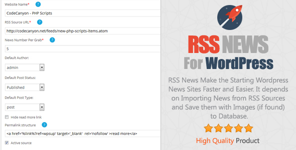 RSS News Plugin For Wordpress Preview - Rating, Reviews, Demo & Download