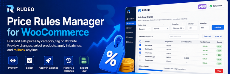 RUDEO Price Rules Manager For WooCommerce Preview Wordpress Plugin - Rating, Reviews, Demo & Download