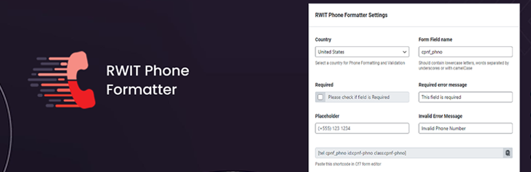 RWIT Phone Formatter Preview Wordpress Plugin - Rating, Reviews, Demo & Download