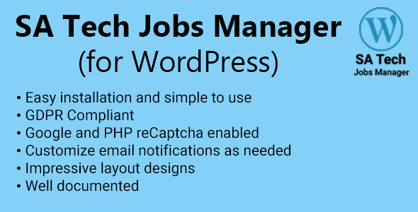 SA Tech Jobs Manager (Plugin for Wordpress) Preview - Rating, Reviews, Demo & Download
