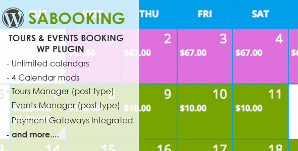 SaBooking -Tours  & Events Booking WP Plugin Preview - Rating, Reviews, Demo & Download