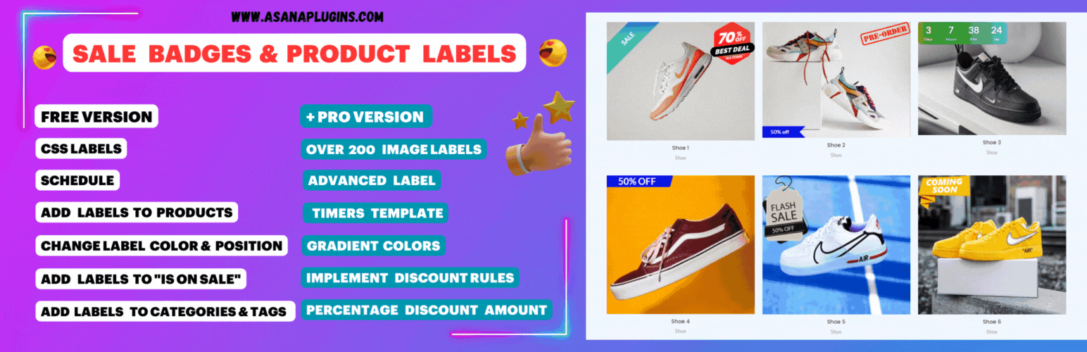 Sale Badges And Product Labels For WooCommerce Preview Wordpress Plugin - Rating, Reviews, Demo & Download