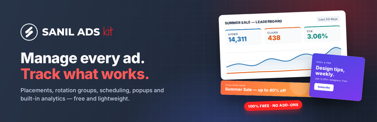 Sanil Ads Kit Preview Wordpress Plugin - Rating, Reviews, Demo & Download