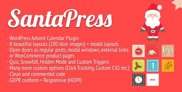SantaPress – WordPress Advent Calendar Plugin & Quiz Preview - Rating, Reviews, Demo & Download