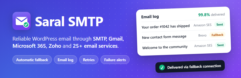 Saral SMTP Preview Wordpress Plugin - Rating, Reviews, Demo & Download