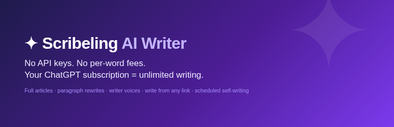 Scribeling AI Writer Preview Wordpress Plugin - Rating, Reviews, Demo & Download