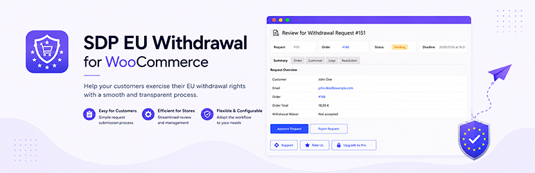 SDP EU Withdrawal For WooCommerce Preview Wordpress Plugin - Rating, Reviews, Demo & Download