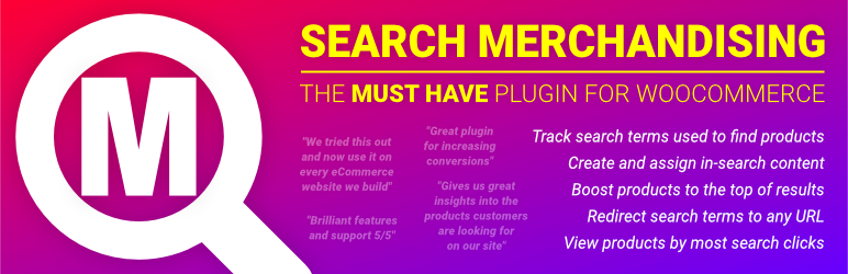 Search Merchandising – Track & Manage WooCommerce Product Search Preview Wordpress Plugin - Rating, Reviews, Demo & Download