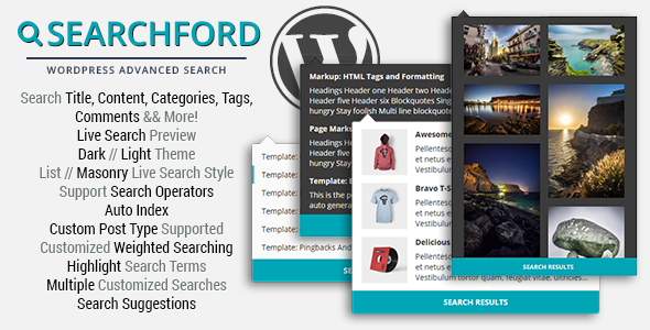 Searchford – WordPress Advanced Search Preview - Rating, Reviews, Demo & Download