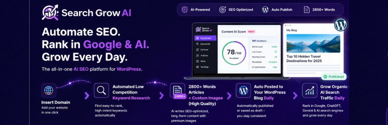 SearchGrowAI Preview Wordpress Plugin - Rating, Reviews, Demo & Download