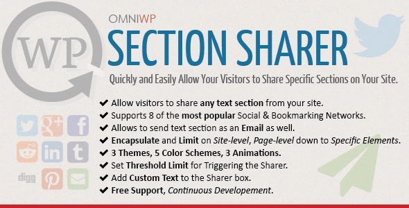Section Sharer – Social Love For Your Content Preview Wordpress Plugin - Rating, Reviews, Demo & Download