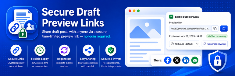 Secure Draft Preview Links Preview Wordpress Plugin - Rating, Reviews, Demo & Download