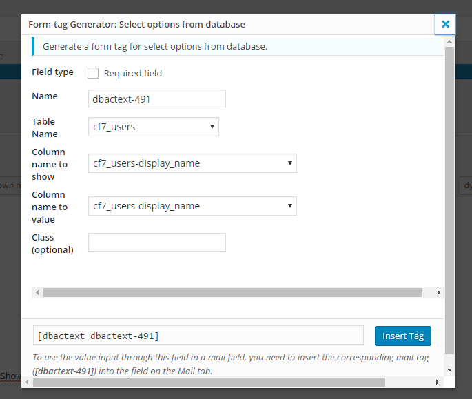 Select Options From Database For Contact Form 7 Preview Wordpress Plugin - Rating, Reviews, Demo & Download