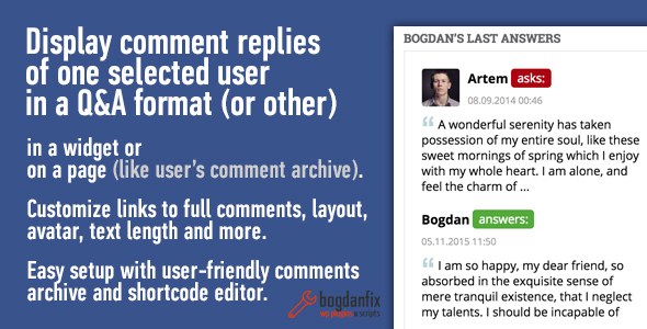 Selected User’s Comments With Archive And Widget Preview Wordpress Plugin - Rating, Reviews, Demo & Download