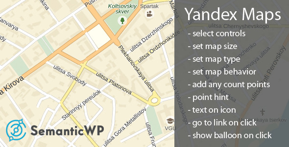 SemanticWP Yandex Maps Preview Wordpress Plugin - Rating, Reviews, Demo & Download