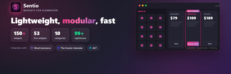 Sentio Widgets For Elementor Preview Wordpress Plugin - Rating, Reviews, Demo & Download