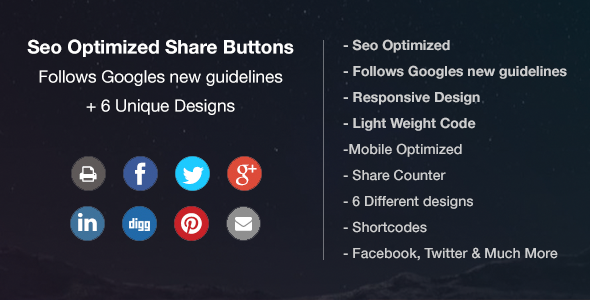 Seo Friendly & Optimized Share Buttons Preview Wordpress Plugin - Rating, Reviews, Demo & Download