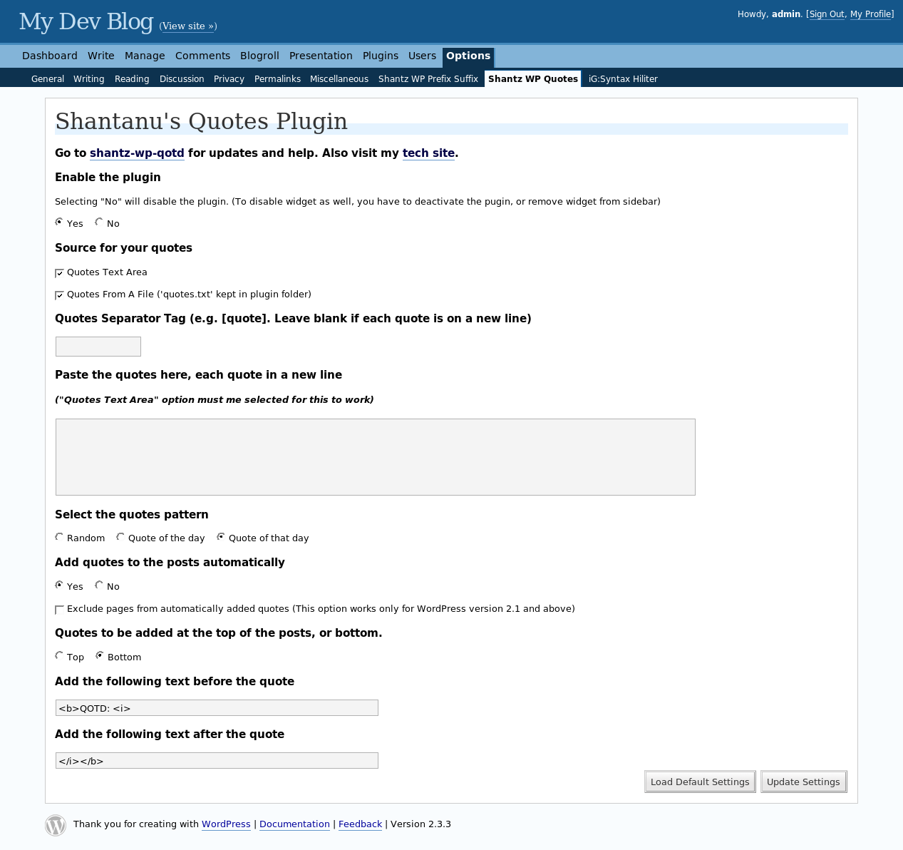 Shantz Wordpress QOTD Preview - Rating, Reviews, Demo & Download