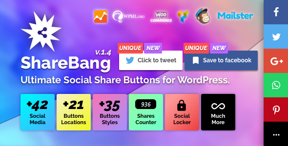 ShareBang, Ultimate Social Share Buttons Plugin for Wordpress - Rating, Reviews, Demo & Download