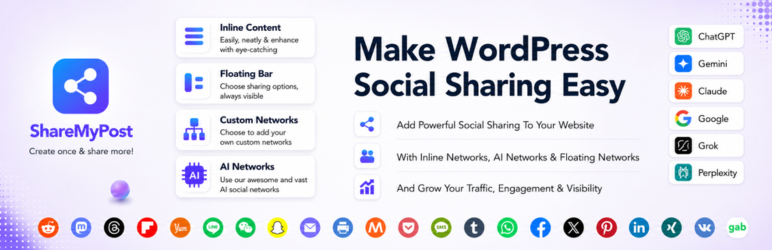 ShareMyPost Preview Wordpress Plugin - Rating, Reviews, Demo & Download