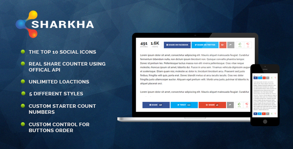 Sharkha – Share Counter, Views Counts & Voting System Preview Wordpress Plugin - Rating, Reviews, Demo & Download