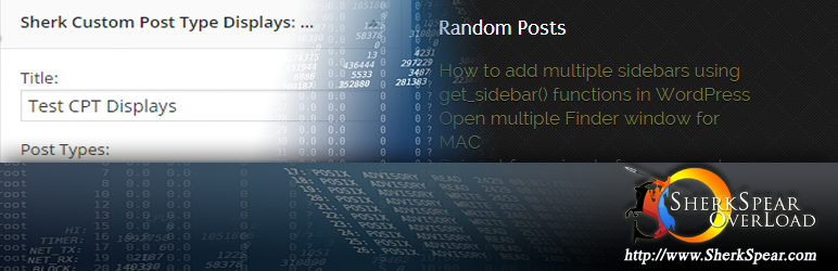 Sherk Custom Post Type Displays Preview Wordpress Plugin - Rating, Reviews, Demo & Download