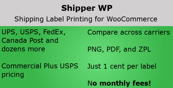 Shipper WP – Shipping Labels For WooCommerce Preview Wordpress Plugin - Rating, Reviews, Demo & Download