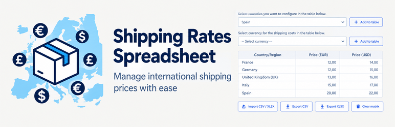 Shipping Rates Spreadsheet Preview Wordpress Plugin - Rating, Reviews, Demo & Download