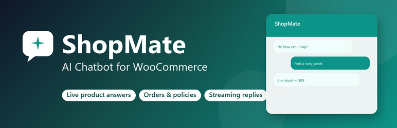 ShopMate – AI Chatbot For WooCommerce Preview Wordpress Plugin - Rating, Reviews, Demo & Download