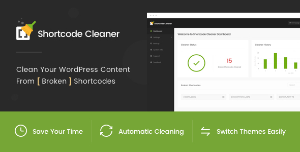 Shortcode Cleaner – Clean WordPress Content From Broken Shortcodes Preview - Rating, Reviews, Demo & Download