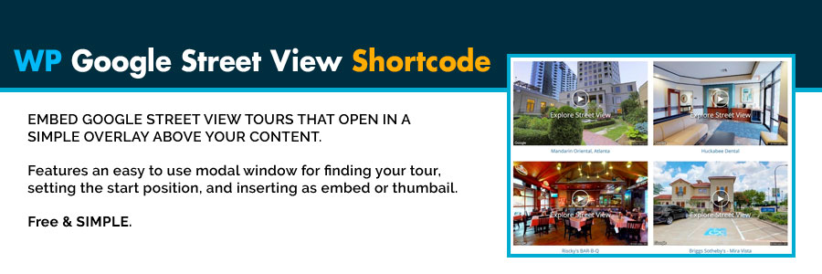 Shortcode For Google Street View Preview Wordpress Plugin - Rating, Reviews, Demo & Download