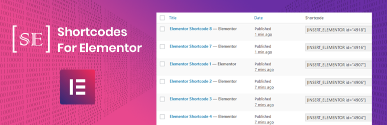 Shortcodes For Elementor Preview Wordpress Plugin - Rating, Reviews, Demo & Download