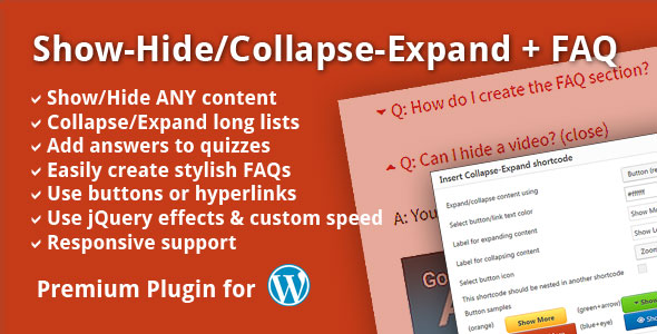 Show-Hide/Collapse-Expand + FAQ Preview Wordpress Plugin - Rating, Reviews, Demo & Download
