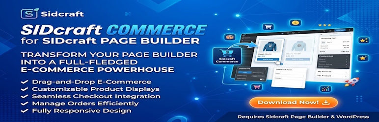 Sidcraft Commerce For Sidcraft Page Builder Preview Wordpress Plugin - Rating, Reviews, Demo & Download