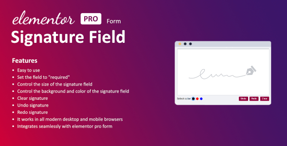 Signature Field For Elementor Form Preview Wordpress Plugin - Rating, Reviews, Demo & Download