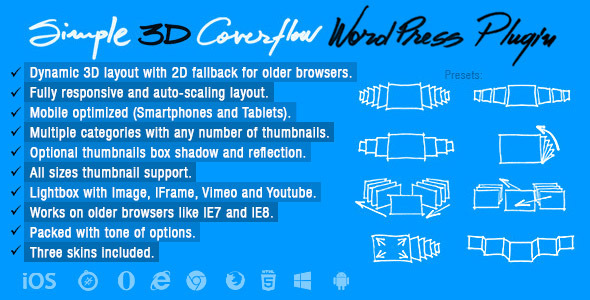 Simple 3D Coverflow Wordpress Plugin Preview - Rating, Reviews, Demo & Download